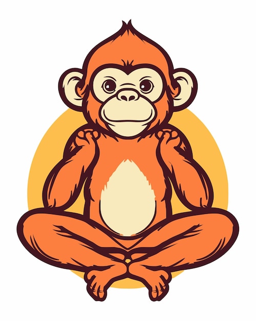 Vector monkey on a yellow background.