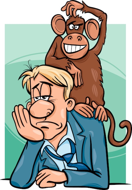 Vector monkey on your back cartoon