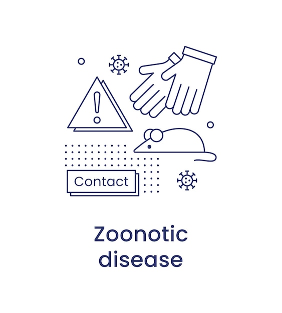 Monkeypox concept Zoonotic disease icon Vector line illustration isolated on a white background