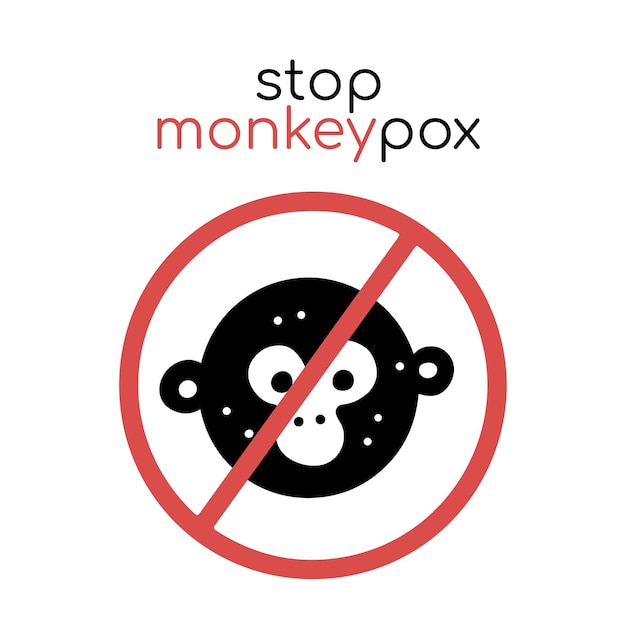 Monkeypox stopbord gekruist chimpansee gezicht Monkeypox infectie pandemie nieuw virus epidemie ziekte epid