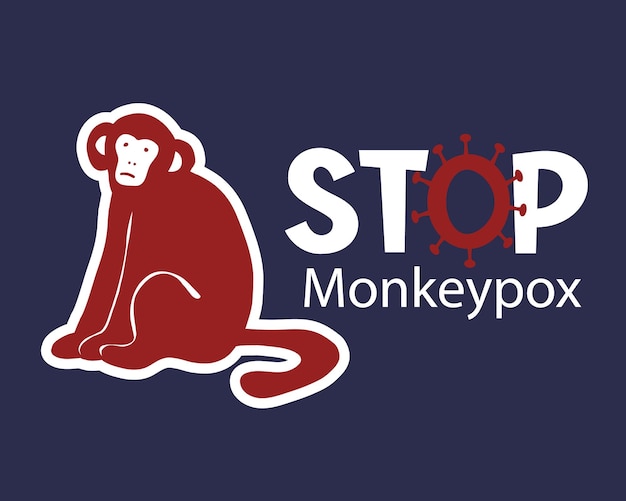 Monkeypox virus animal monkey as a symbol icon of smallpox and outbreak of a new infectious disease