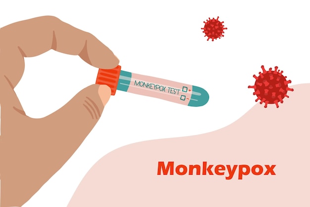 Monkeypox virus banner cartoon style vector illustration human health