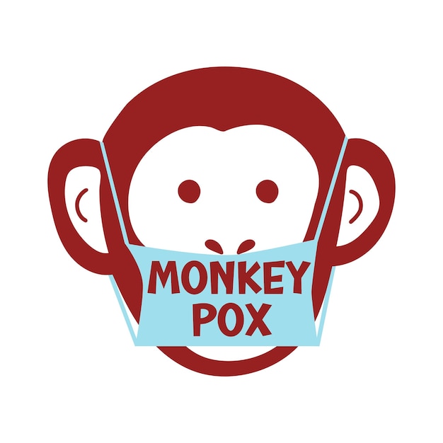 Monkeypox virus monkey's face of a protective medical mask icon of smallpox and outbreak