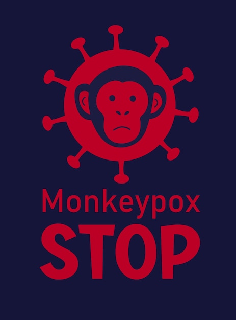 원숭이 수두 바이러스 원숭이의 얼굴 천연두의 아이콘과 새로운 전염병의 발생