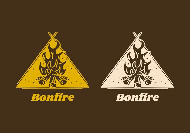 Mono line art illustration of a bonfire