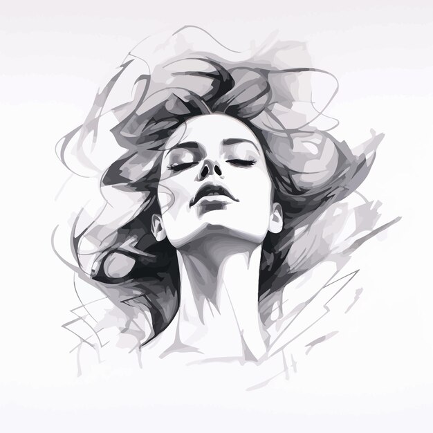 Vector monochromatic woman illustration