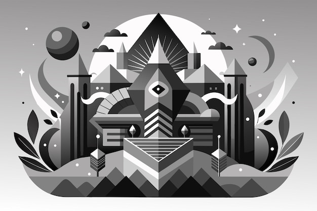 Vector monochrome abstract composition with subtle gradients