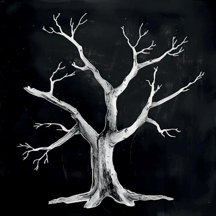Vector monochrome artistic barren tree