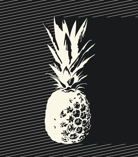 Vector monochrome banner with pineapple