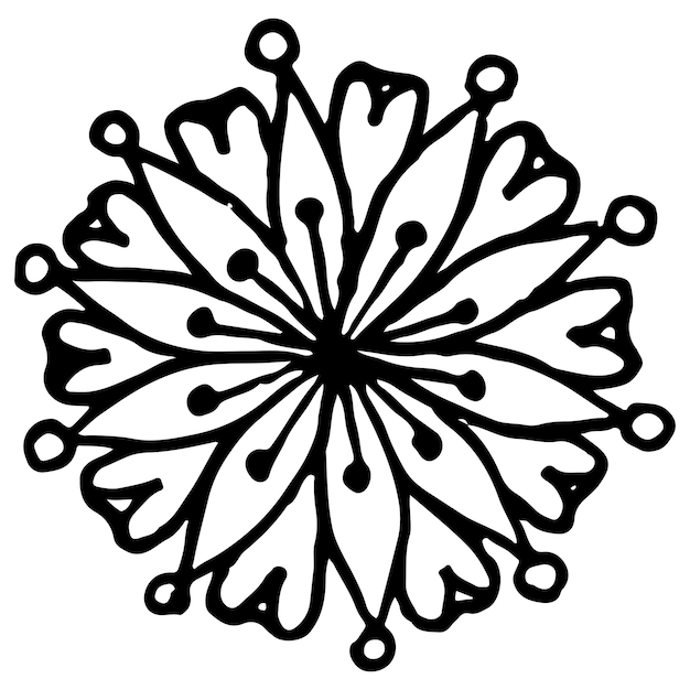 Monochrome black and white circle mandala doodle vector