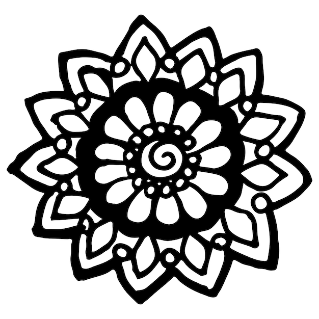 Monochrome black and white circle mandala doodle vector