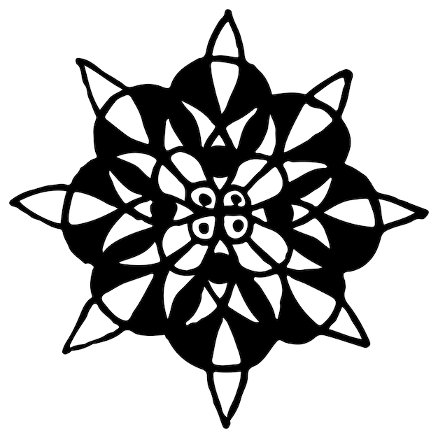 Monochrome black and white circle mandala doodle vector