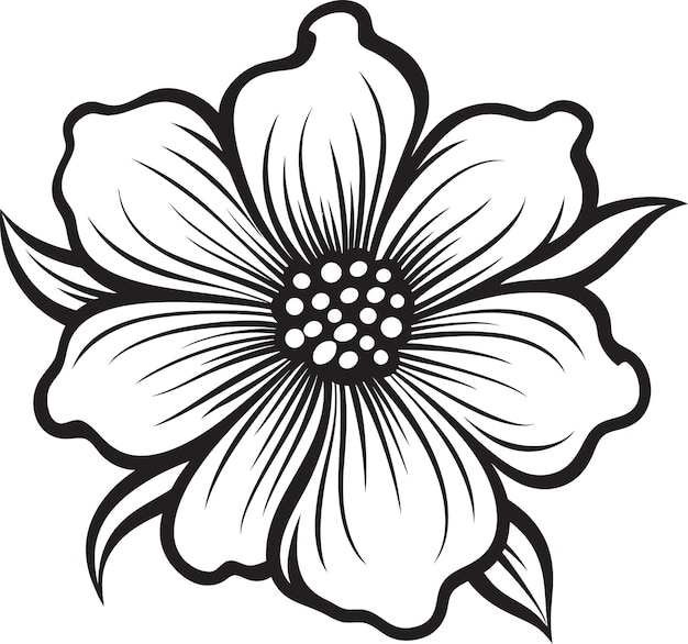Monochrome Bloom Essence Emblematisch icoon Singular Petal Silhouette Zwart embleem