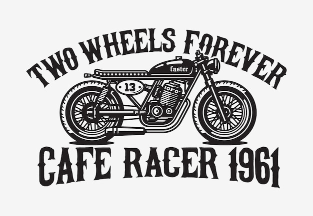 Premium Vector | Monochrome Cafe Racer Motorcycle. Vintage Style. Custom  Bike.