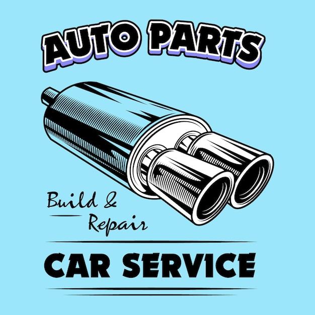 Vettore logo del servizio di riparazione auto monocromatico