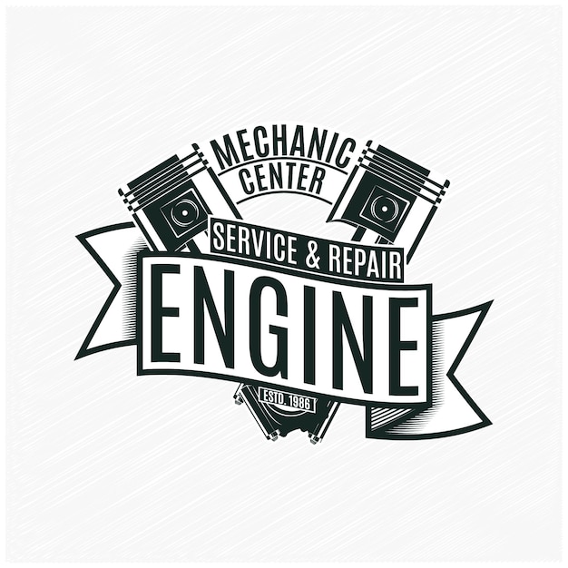 Vector monochrome car repair service logo