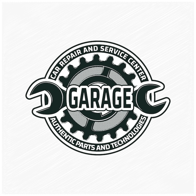 Vector monochrome car repair service logo