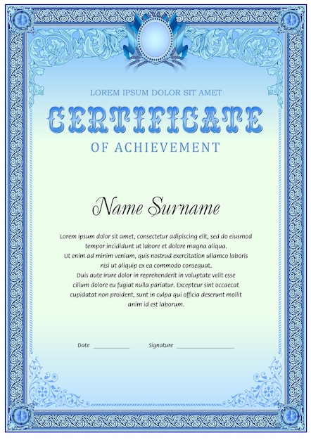 Vector monochrome certificate blank template