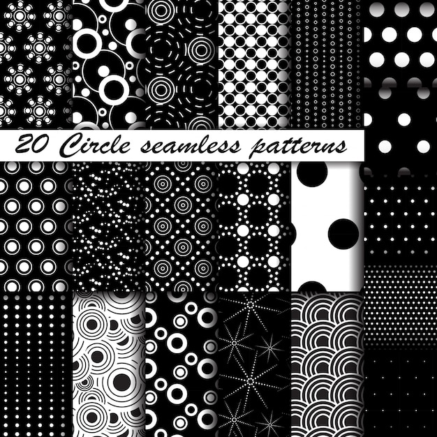 Monochrome circle seamless patterns