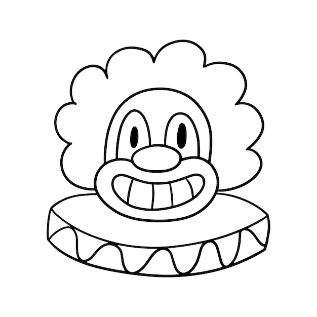 Monochrome clown mask in a wig vector cartoon