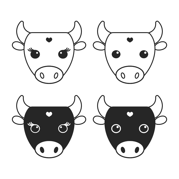 Vector monochrome cow logo illustration