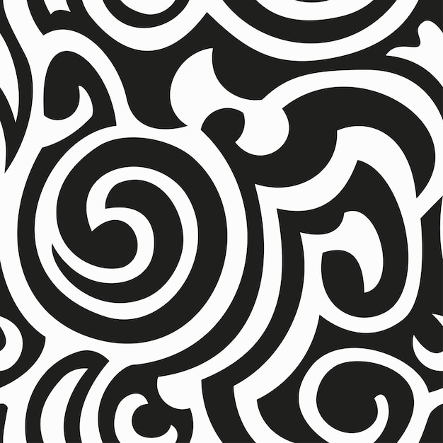 Monochrome Curved Geometric seamless pattern