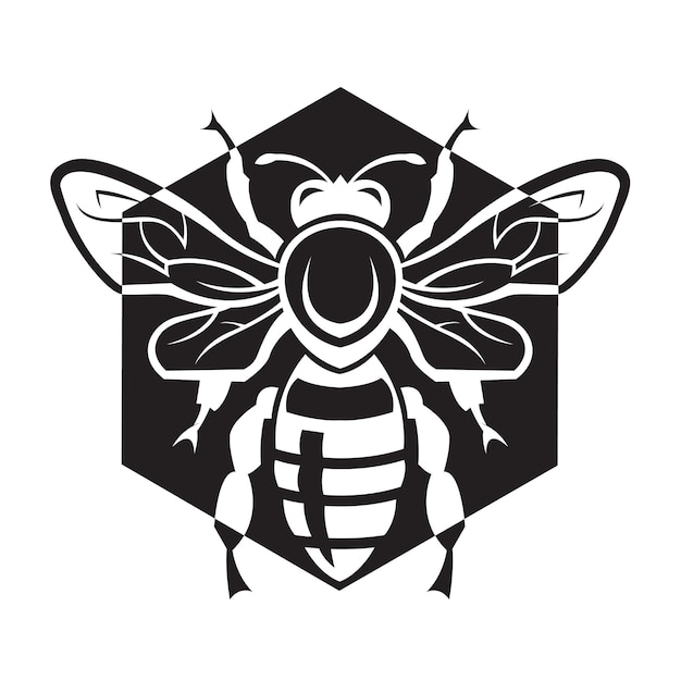 monochrome design with bee and of honeycomb