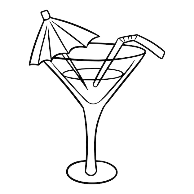 Monochrome drawing Elite drink decorated with umbrellas and tubes summer drinks vector