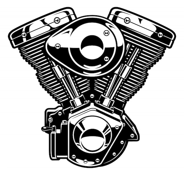 Vector monochrome engine of motorcycle