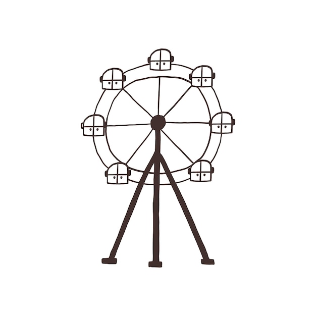 Vettore attrazione a ruota panoramica monocromatica