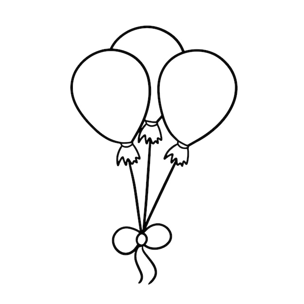 Monochrome festive balloons on a rope vector cartoon