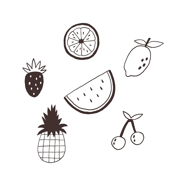 Frutta e bacche monocromatiche