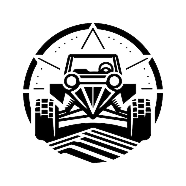 Vector monochrome geometric illustration logo of dune buggy car