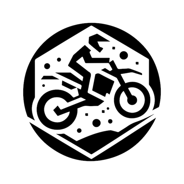 monochrome geometric illustration logo of motocross