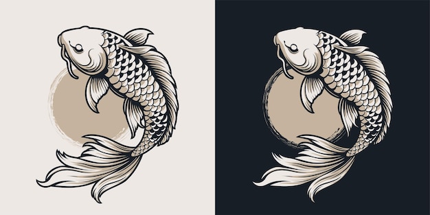 Vector monochrome gouden koi