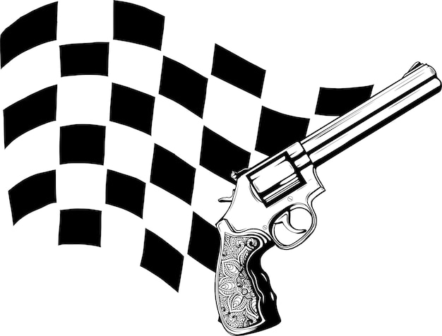 monochrome Gun with race flag