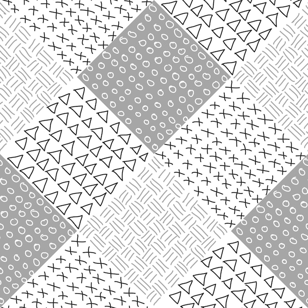 Monochrome hand drawn hipster vector seamless pattern