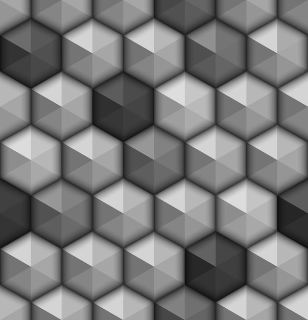 Vector monochrome hexagones seamless background