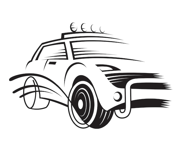 Vector monochrome illustration of car