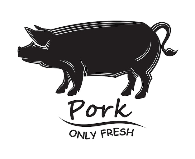 monochrome illustration of pig