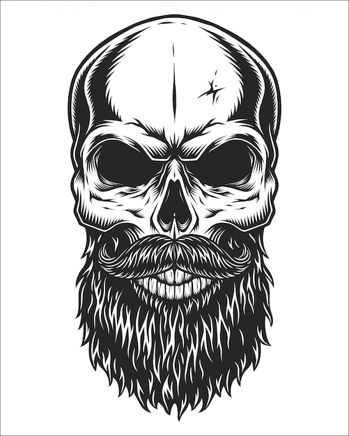 Monochrome illustration of skull