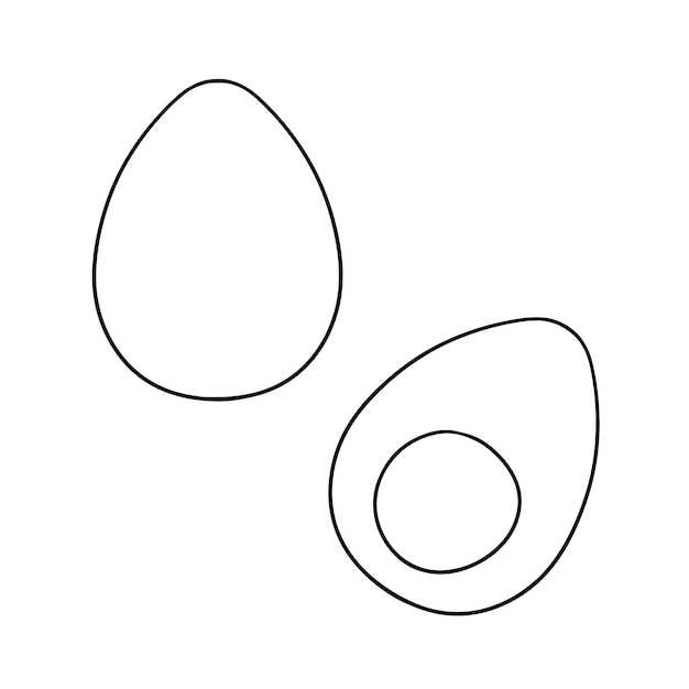 Monochrome image silhouette simple chicken egg half of a boiled egg vector cartoon