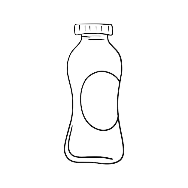 Monochrome image small plastic bottle for milk yogurt copy space vector cartoon