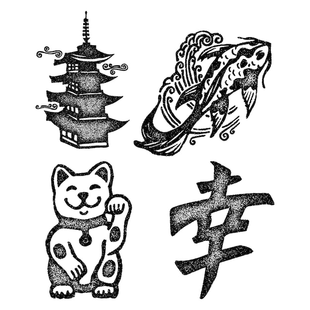 Monochrome japan stickers collection