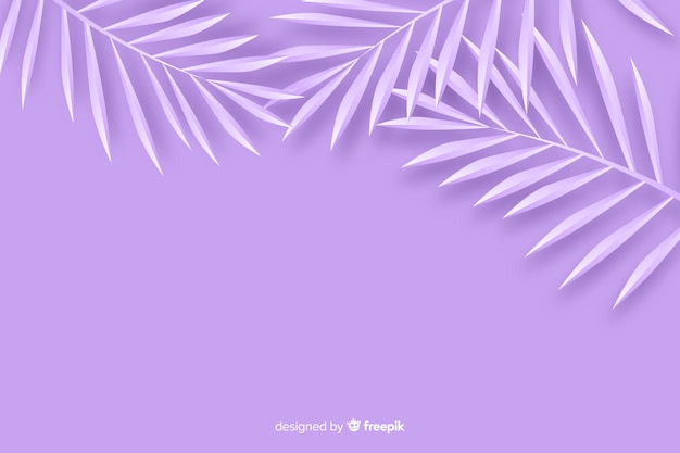Monochrome leaves background in paper style in violet shades