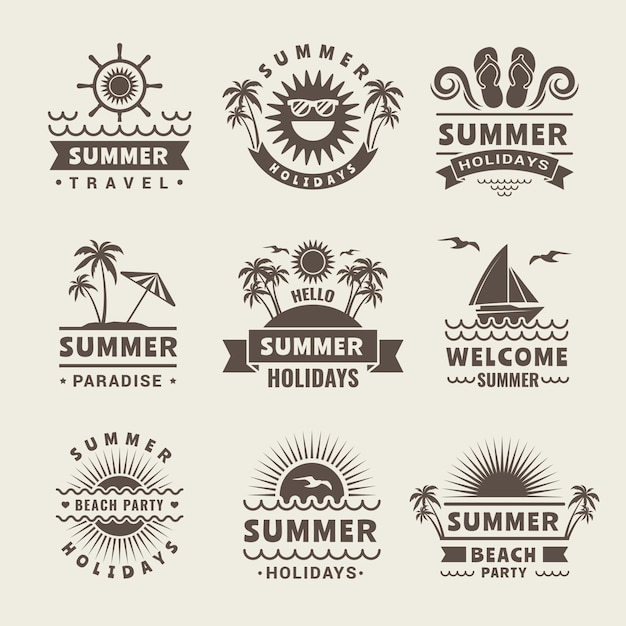 Vector monochrome logo of summer time