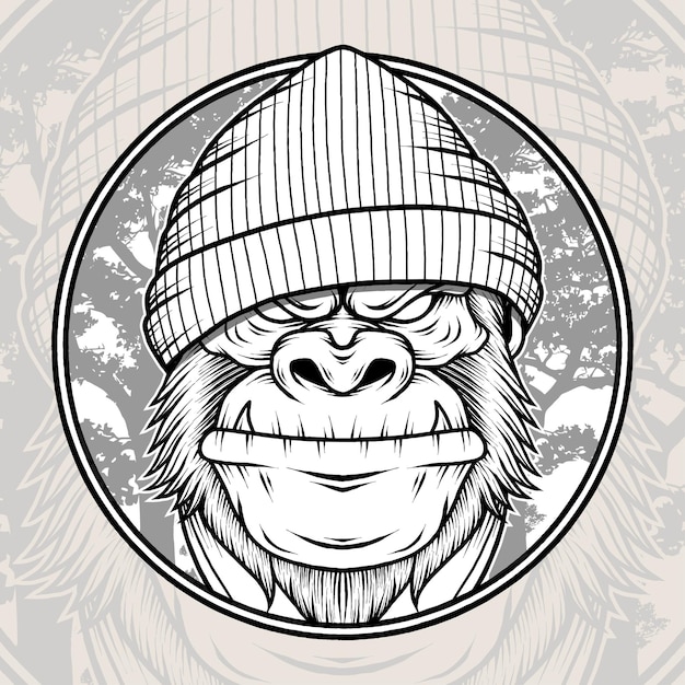 Monochrome lord gorilla gangster vector