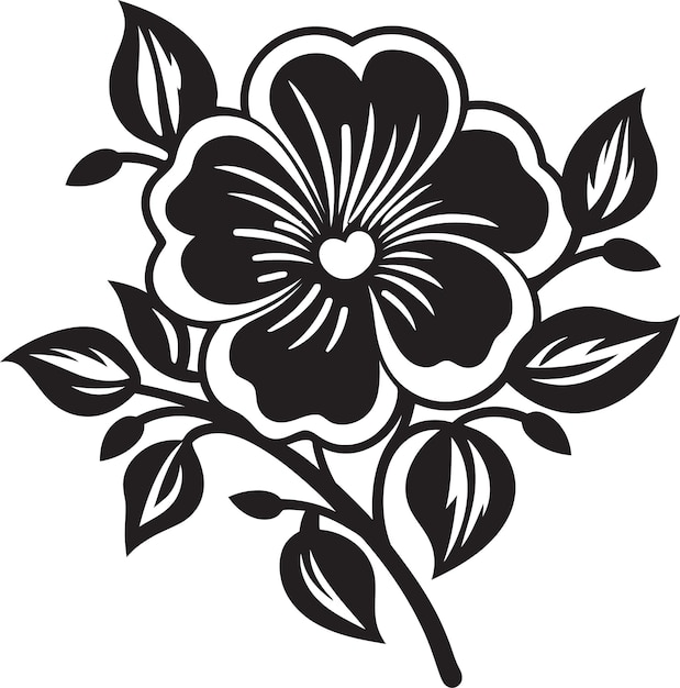 Magnolie monocromatiche vettori floreali in nero ortensia stigiana fiori vettoriali neri