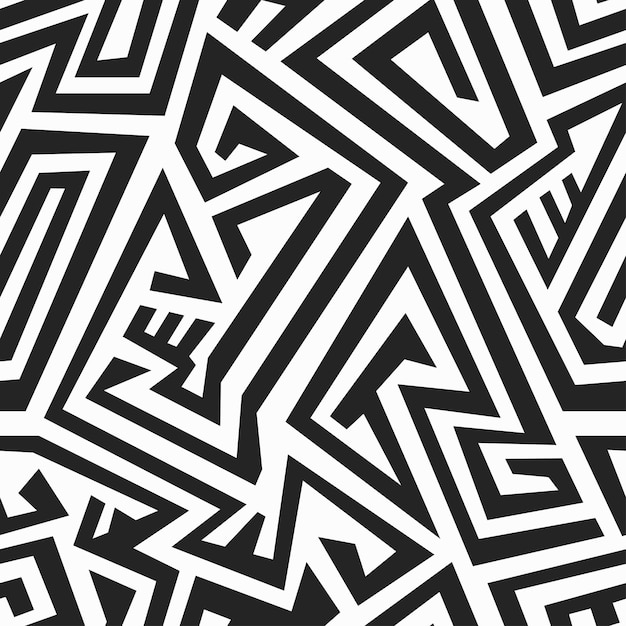 Monochrome maze seamless pattern