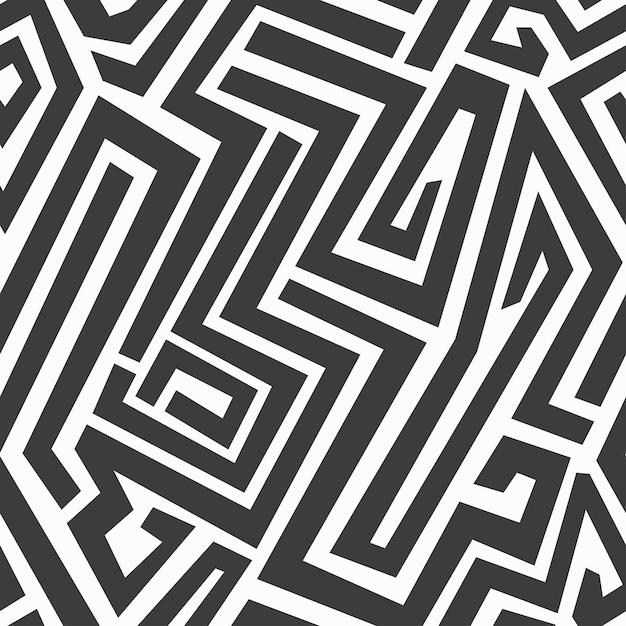 Monochrome maze seamless pattern